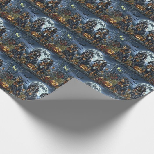 Bluetick Coonhound Halloween Spooky Geschenkpapier (Ecke)