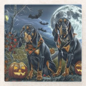 Bluetick Coonhound Halloween Spooky Glasuntersetzer (Vorderseite)