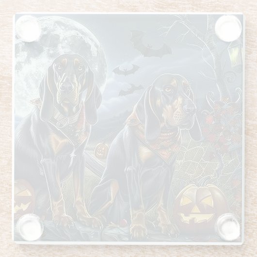 Bluetick Coonhound Halloween Spooky Glasuntersetzer (Rückseite)