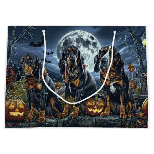 Bluetick Coonhound Halloween Spooky Große Geschenktüte (Vorderseite)