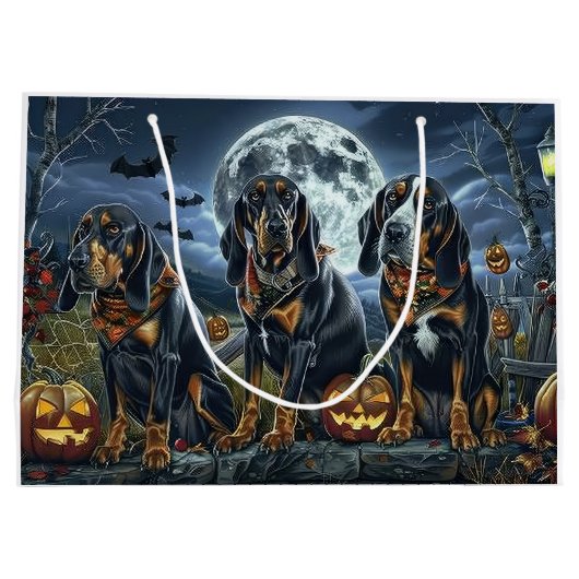 Bluetick Coonhound Halloween Spooky Große Geschenktüte (Rückseite)
