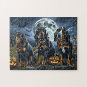 Bluetick Coonhound Halloween Spooky Puzzle