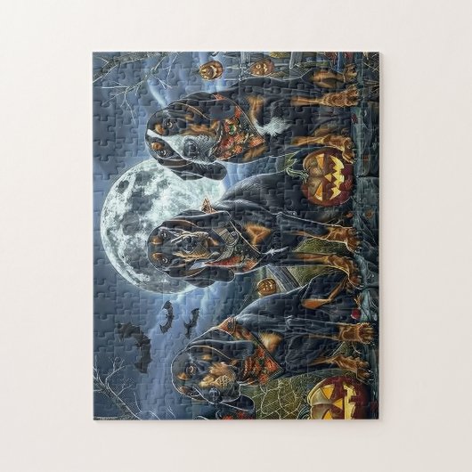 Bluetick Coonhound Halloween Spooky Puzzle (Vertikal)