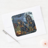 Bluetick Coonhound Halloween Spooky Quadratischer Aufkleber (Umschlag)