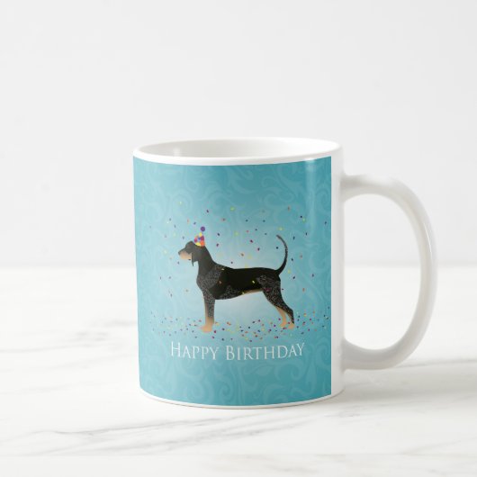 Bluetick Coonhound Happy Birthday Design Kaffeetasse (Rechts)