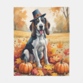 Bluetick Coonhound Herbstleaves Erntedank Art Fleecedecke (Vorderseite)