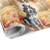 Bluetick Coonhound Herbstleaves Erntedank Art Geschenkpapier (Rolleneckpunkt)