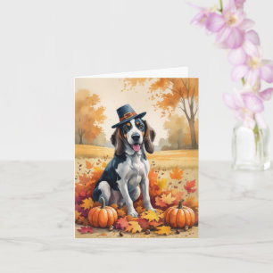 Bluetick Coonhound Herbstleaves Erntedank Art Karte