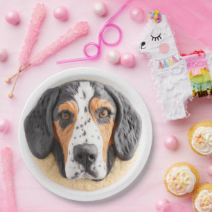 Bluetick Coonhound Hund 3D Inspiriert Pappteller