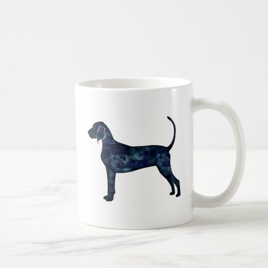 Bluetick Coonhound Hund Black Watercolor Silhouett Kaffeetasse (Rechts)