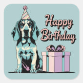 Bluetick Coonhound Hund farbenfroh Quadratischer Aufkleber (Vorderseite)