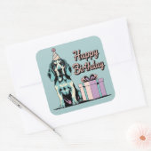 Bluetick Coonhound Hund farbenfroh Quadratischer Aufkleber (Umschlag)