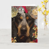 Bluetick Coonhound Hund/Foto Weihnachten Karte (Gelbe Blume)
