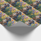 Bluetick Coonhound Hund Frühlingsblumen Malerei Geschenkpapier (Ecke)