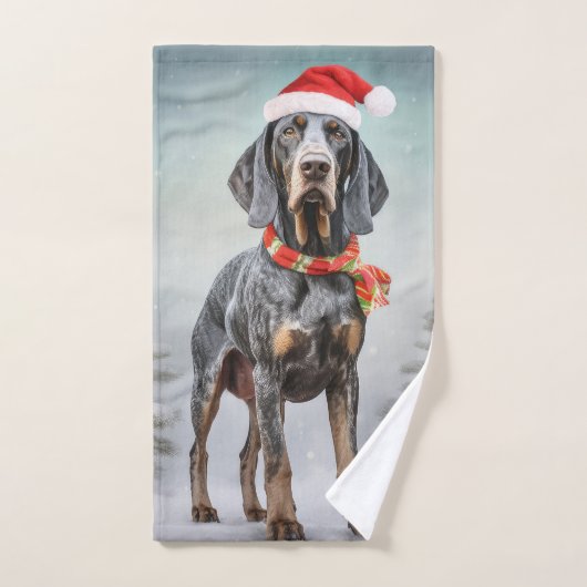 Bluetick Coonhound Hund im Schnee Weihnachten Badhandtuch Set (Handtuch)