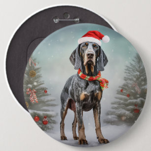 Bluetick Coonhound Hund im Schnee Weihnachten Button
