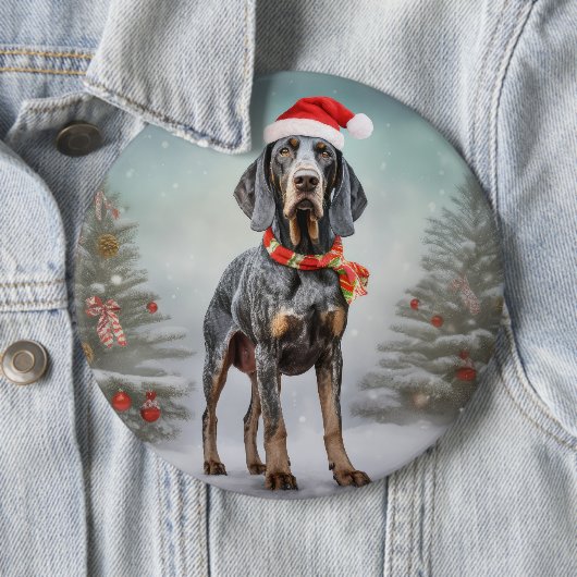Bluetick Coonhound Hund im Schnee Weihnachten Button (Beispiel)