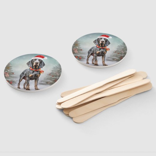 Bluetick Coonhound Hund im Schnee Weihnachten Fächer (Non-assembled)