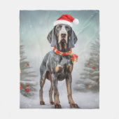 Bluetick Coonhound Hund im Schnee Weihnachten Fleecedecke (Vorderseite)