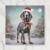Bluetick Coonhound Hund im Schnee Weihnachten Geschenkanhänger (Rückseite)