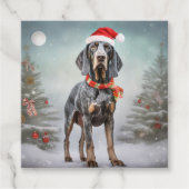 Bluetick Coonhound Hund im Schnee Weihnachten Geschenkanhänger (Vorderseite)