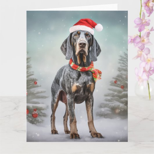 Bluetick Coonhound Hund im Schnee Weihnachten Karte (Orchidee)