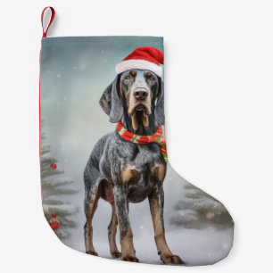 Bluetick Coonhound Hund im Schnee Weihnachten Kleiner Weihnachtsstrumpf