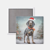 Bluetick Coonhound Hund im Schnee Weihnachten Magnet (Vorderseite/Rückseite)