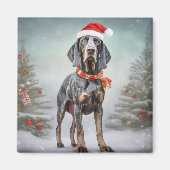 Bluetick Coonhound Hund im Schnee Weihnachten Magnet (Vorne)