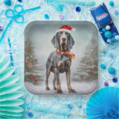 Bluetick Coonhound Hund im Schnee Weihnachten Pappteller (Party)