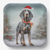 Bluetick Coonhound Hund im Schnee Weihnachten Pappteller (Vorderseite)