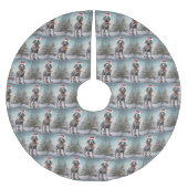 Bluetick Coonhound Hund im Schnee Weihnachten Polyester Weihnachtsbaumdecke (Vorderseite)