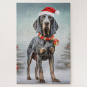 Bluetick Coonhound Hund im Schnee Weihnachten Puzzle (Vertikal)