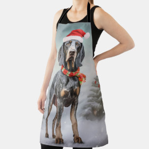 Bluetick Coonhound Hund im Schnee Weihnachten Schürze