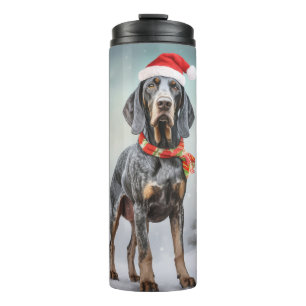 Bluetick Coonhound Hund im Schnee Weihnachten Thermosbecher