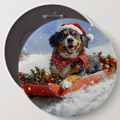 Bluetick Coonhound Hund in Sledge Weihnachten Button (Vorne & Hinten)