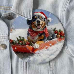 Bluetick Coonhound Hund in Sledge Weihnachten Button