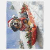 Bluetick Coonhound Hund in Sledge Weihnachten Fleecedecke (Vorderseite)