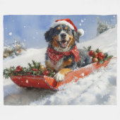 Bluetick Coonhound Hund in Sledge Weihnachten Fleecedecke (Vorderseite (Horizontal))
