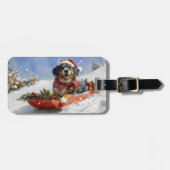 Bluetick Coonhound Hund in Sledge Weihnachten Gepäckanhänger (Vorderseite horizontal)