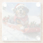 Bluetick Coonhound Hund in Sledge Weihnachten Glasuntersetzer (Rückseite)