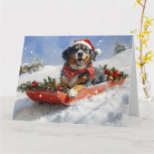 Bluetick Coonhound Hund in Sledge Weihnachten Karte (Gelbe Blume)