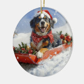 Bluetick Coonhound Hund in Sledge Weihnachten Keramik Ornament (Links)