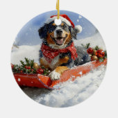 Bluetick Coonhound Hund in Sledge Weihnachten Keramik Ornament (Hinten)