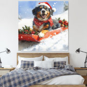 Bluetick Coonhound Hund in Sledge Weihnachten Leinwanddruck (Insitu (Schlafzimmer))