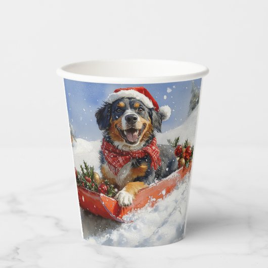 Bluetick Coonhound Hund in Sledge Weihnachten Pappbecher (Vorderseite)