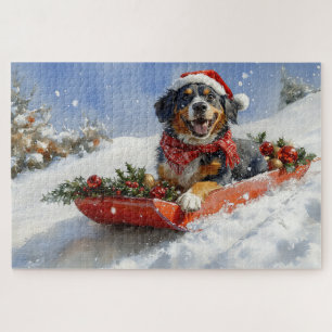 Bluetick Coonhound Hund in Sledge Weihnachten Puzzle