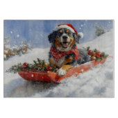 Bluetick Coonhound Hund in Sledge Weihnachten Schneidebrett (Vorderseite)