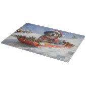 Bluetick Coonhound Hund in Sledge Weihnachten Schneidebrett (Ecke)