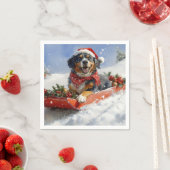 Bluetick Coonhound Hund in Sledge Weihnachten Serviette (Beispiel)